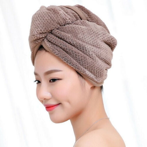Details about   2PCS Rapid Fast Drying Hair Absorbent Towel Turban Wrap Soft Shower Bath Cap Hat 